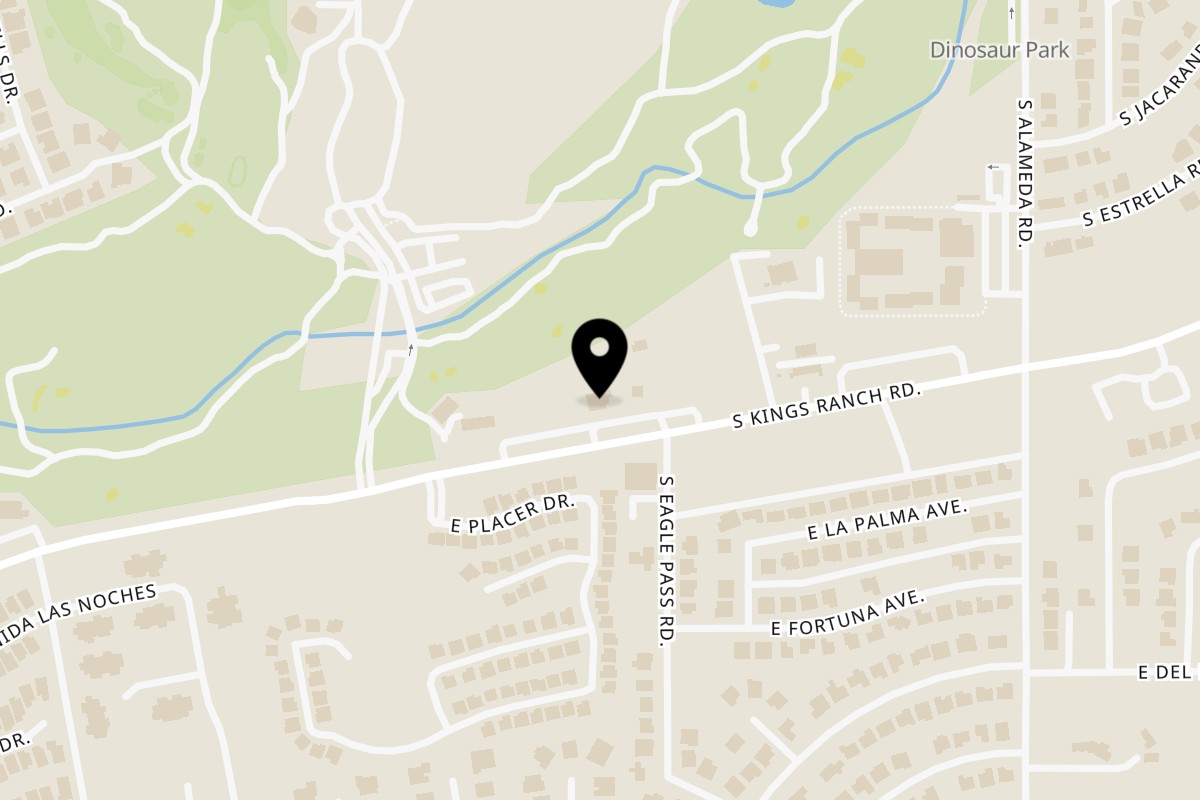 Map showing the location of Gold Stallion Restaurant on 6030 S Kings Ranch Rd in Gold Canyon
